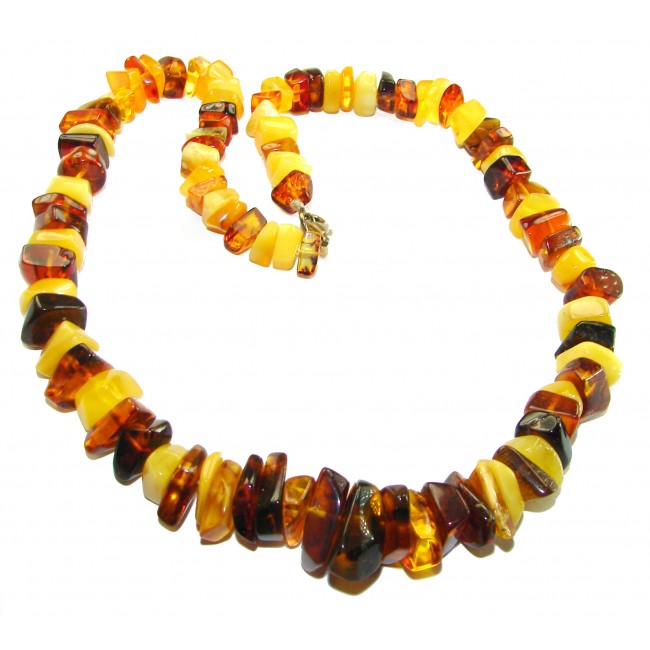 Dazzling vintage natural Baltic Amber butterscotch .925 Sterling Silver handcrafted Large necklace - photo 2