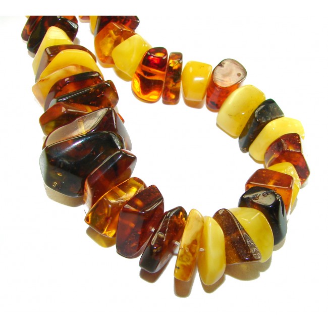 Dazzling vintage natural Baltic Amber butterscotch .925 Sterling Silver handcrafted Large necklace - photo 1