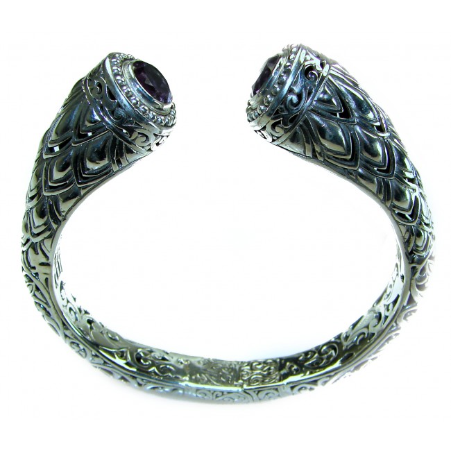 Bali Legacy 49.5 grams authentic 8.9 carat Amethyst Floral Bracelet in .925 Sterling Silver handcrafted bracelet - photo 3