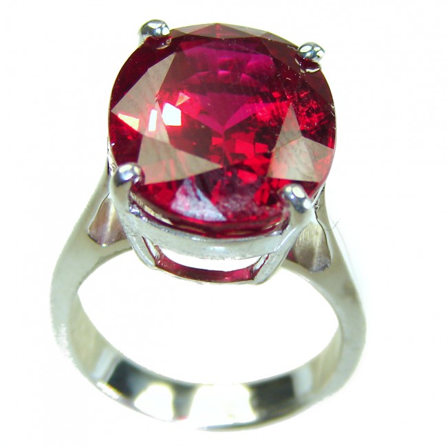 Red Passion 12.5 carat Red Topaz .925 Silver handcrafted Cocktail Ring s. 5 1/4