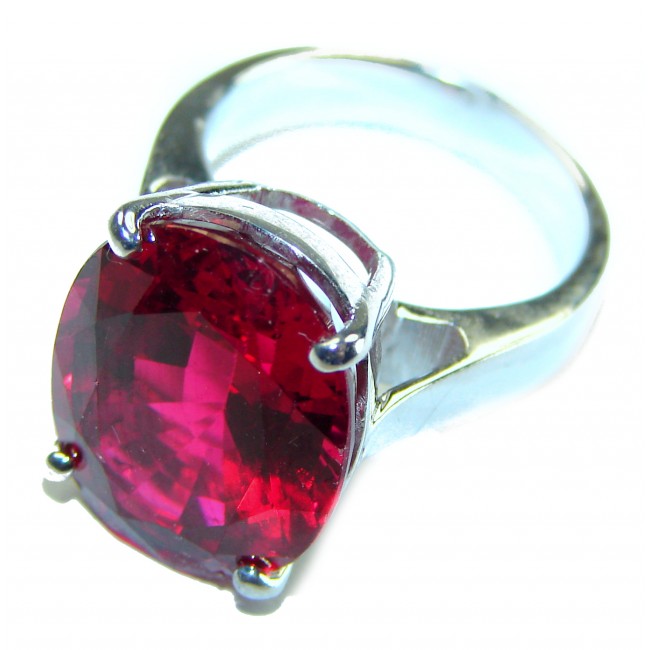 Red Passion 12.5 carat Red Topaz .925 Silver handcrafted Cocktail Ring s. 5 1/4