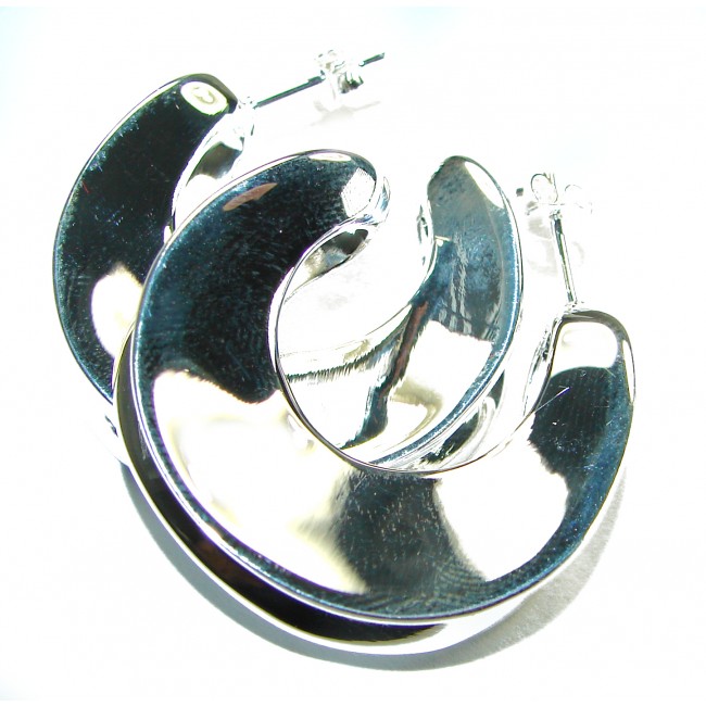 Highly Polished Fancy .925 Sterling Silver Italy made Earrings - photo 4