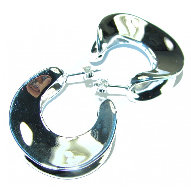 Highly Polished Fancy .925 Sterling Silver Italy made Earrings - photo 2