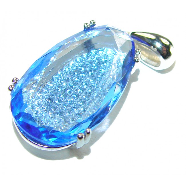 Eau Pure 11.5 carat Swiss Blue Topaz .925 Sterling Silver handmade Pendant - photo 2