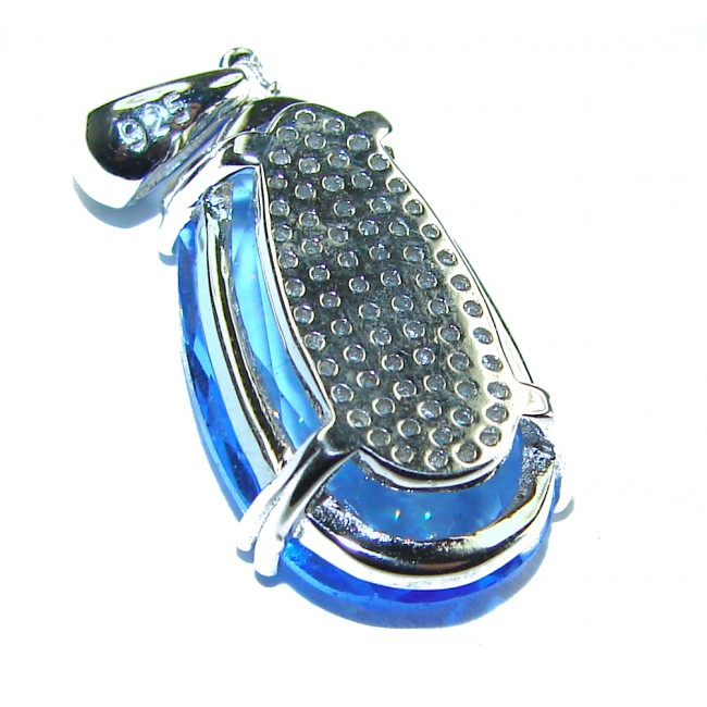 Eau Pure 11.5 carat Swiss Blue Topaz .925 Sterling Silver handmade Pendant - photo 1