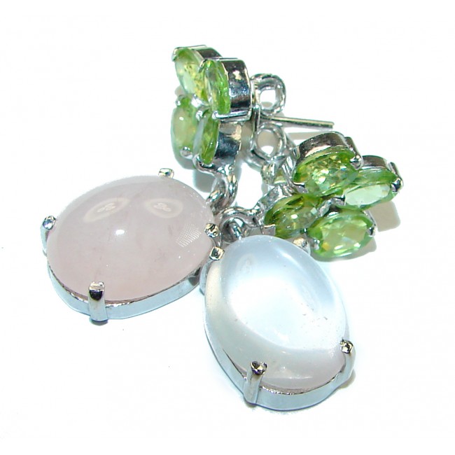 Juicy 8.2 carat Authentic Rose Quartz 18K Gold over .925 Sterling Silver handcrafted earrings