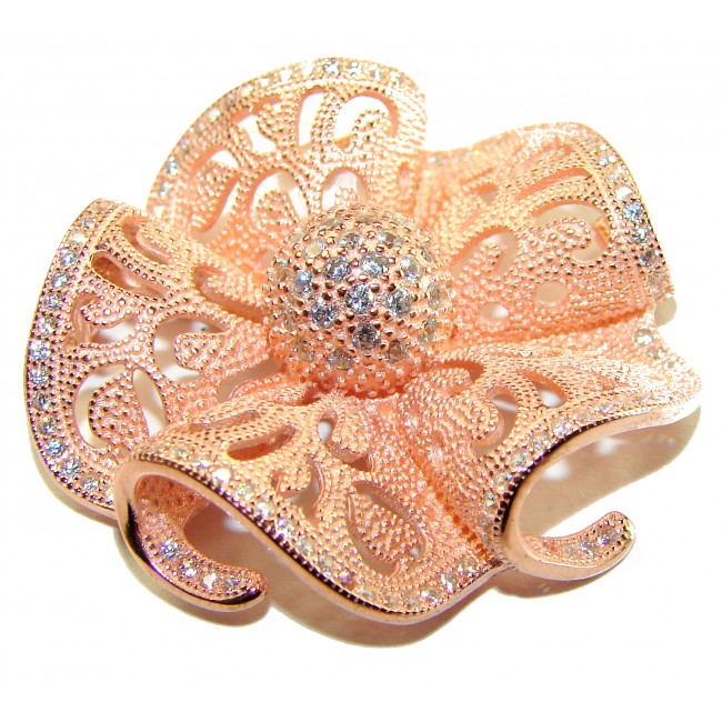 Pure Beauty - Vintage style- genuine 0.7 lab grown Diamond 18K Rose Gold over .925 Sterling Silver handmade Pendant - photo 4