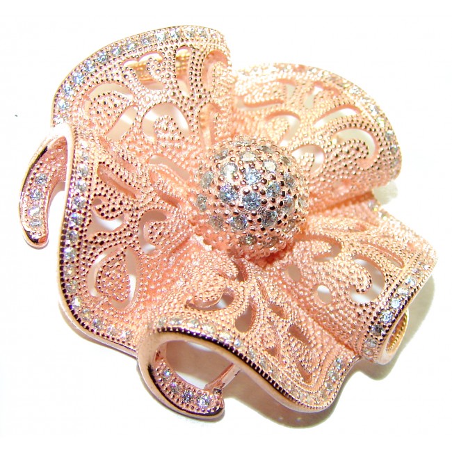 Pure Beauty - Vintage style- genuine 0.7 lab grown Diamond 18K Rose Gold over .925 Sterling Silver handmade Pendant - photo 2