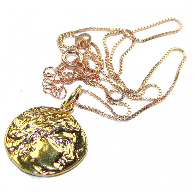 Ave Caesar - Vintage Style Coin .925 Sterling silver and plated with 14K Gold handcrafted necklace - photo 2