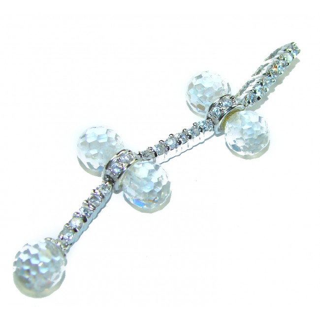 Vintage style- genuine 8.5 carat White Topaz .925 Sterling Silver handmade Pendant - photo 4