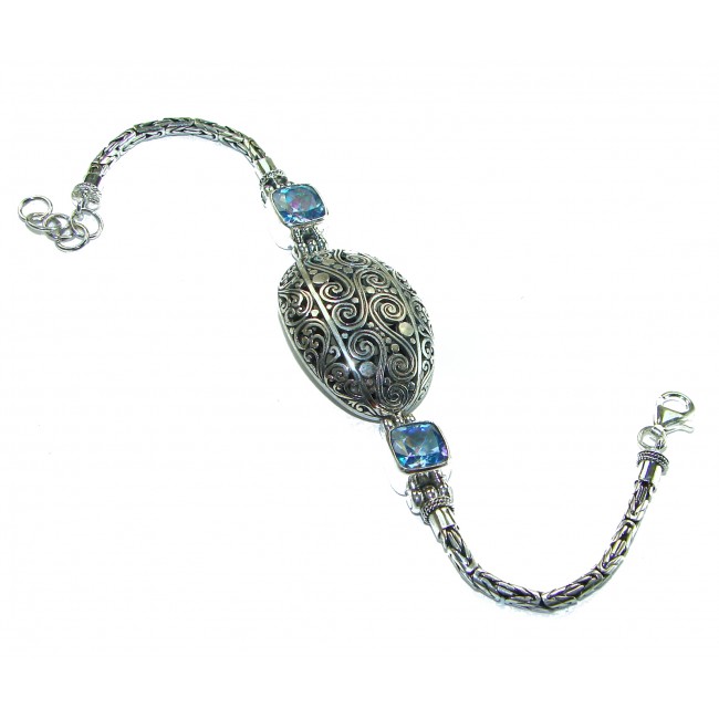 Bali Legacy 8.5 carat authentic Swiss Blue Topaz Floral Bracelet in .925 Sterling Silver - photo 3