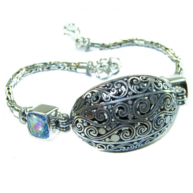 Bali Legacy 8.5 carat authentic Swiss Blue Topaz Floral Bracelet in .925 Sterling Silver - photo 2