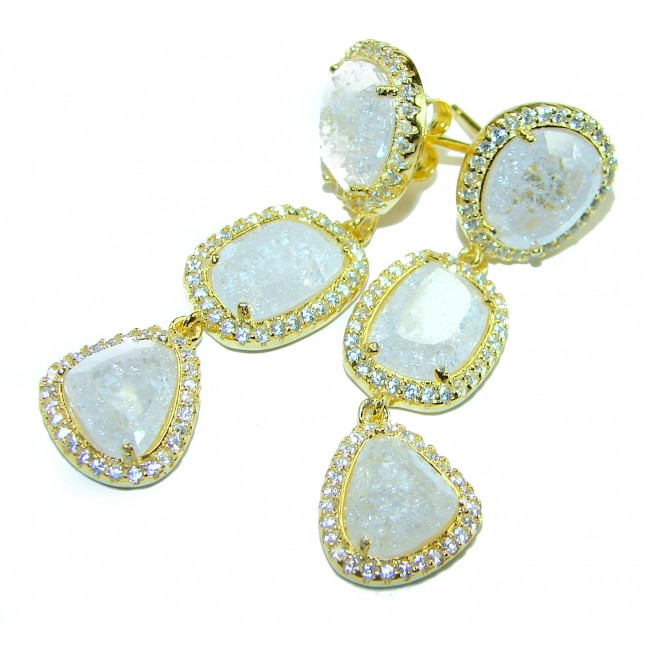 Light Cascades Genuine 12.2 carat Fire Moonstone 14K Gold over .925 Silver handcrafted earrings