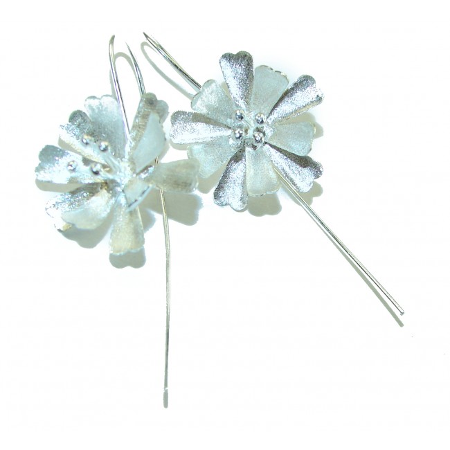 Silver Flowers Italy made .925 Sterling Silver Earrings - photo 4