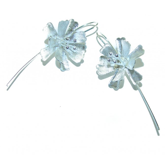 Silver Flowers Italy made .925 Sterling Silver Earrings - photo 3