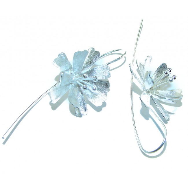 Silver Flowers Italy made .925 Sterling Silver Earrings - photo 2