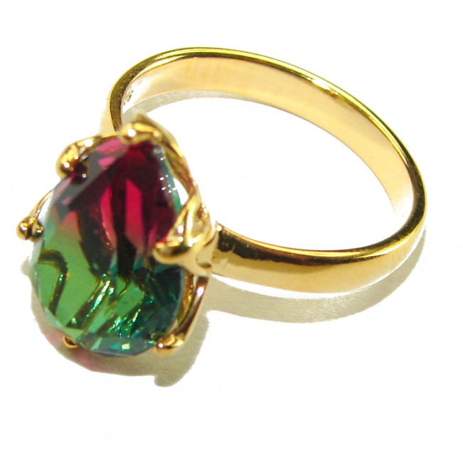 7.9 carat pear cut Brazilian Tourmaline 14K Gold over .925 Sterling Silver Perfectly handcrafted Ring s. 8