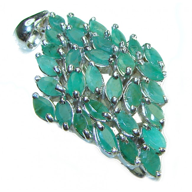 Precious Genuine 14.5 carat Emerald .925 Sterling Silver handmade Pendant - photo 3
