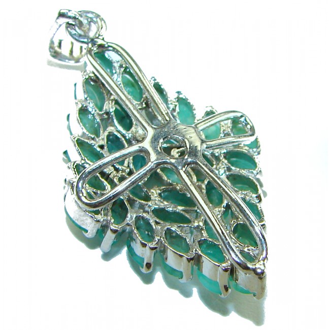 Precious Genuine 14.5 carat Emerald .925 Sterling Silver handmade Pendant - photo 1