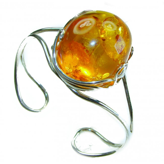 Classy Design Genuine the best QUALITY Baltic Amber .925 Sterling Silver handamde Bracelet / Cuff - photo 3