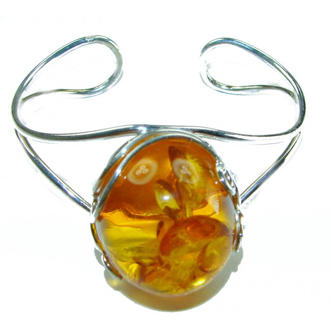 Classy Design Genuine the best QUALITY Baltic Amber .925 Sterling Silver handamde Bracelet / Cuff - photo 2