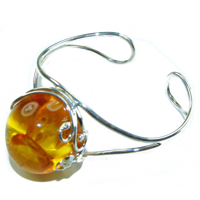 Classy Design Genuine the best QUALITY Baltic Amber .925 Sterling Silver handamde Bracelet / Cuff - photo 1