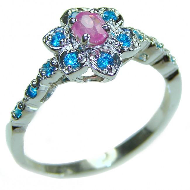 Luxurious 2.2 carat natural Ruby .925 Sterling Silver handcrafted Ring size 10 1/4