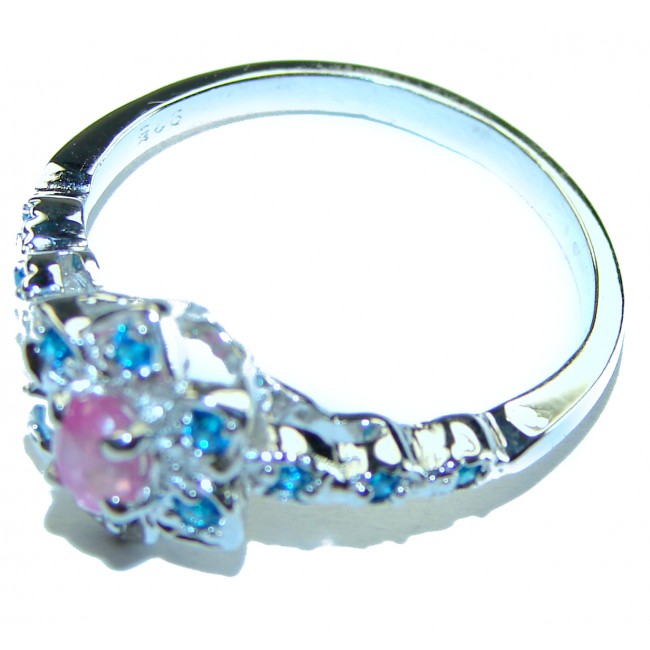 Luxurious 2.2 carat natural Ruby .925 Sterling Silver handcrafted Ring size 10 1/4