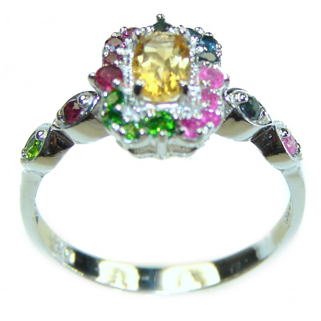 Fiesta 2.5 carat Oval cut Yellow Sapphire .925 Sterling Silver handcrafted ring; s. 8 3/4 - photo 2
