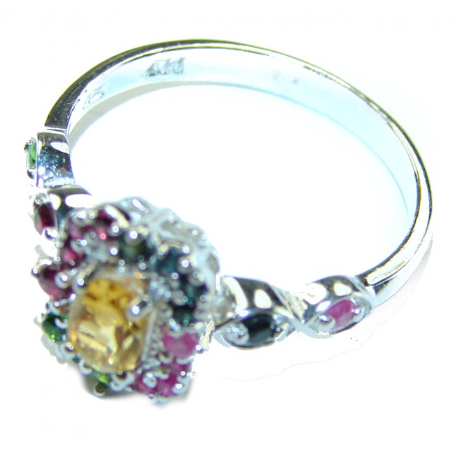 Fiesta 2.5 carat Oval cut Yellow Sapphire .925 Sterling Silver handcrafted ring; s. 8 3/4 - photo 1