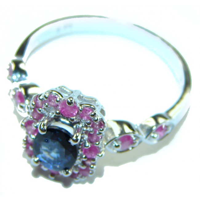 Fiesta 1.5 carat Oval cut Sapphire .925 Sterling Silver handcrafted ring; s. 8