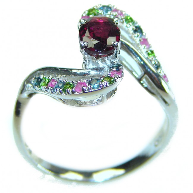 Fantasy Authentic 1.3 carat Ruby Sapphire .925 Sterling Silver handmade Cocktail Ring s. 8