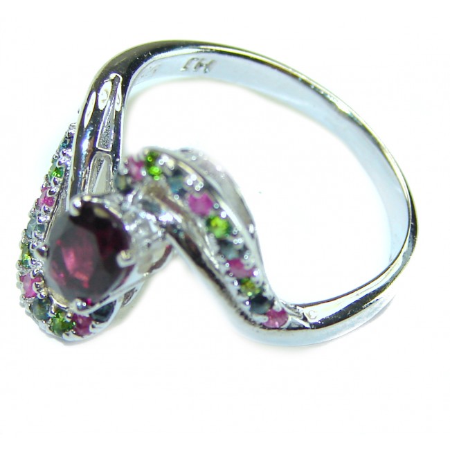 Fantasy Authentic 1.3 carat Ruby Sapphire .925 Sterling Silver handmade Cocktail Ring s. 8