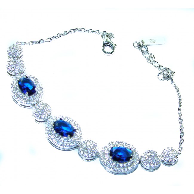 Luxurious 11.4 carat Sapphire .925 Sterling Silver handcrafted Bracelet - photo 3