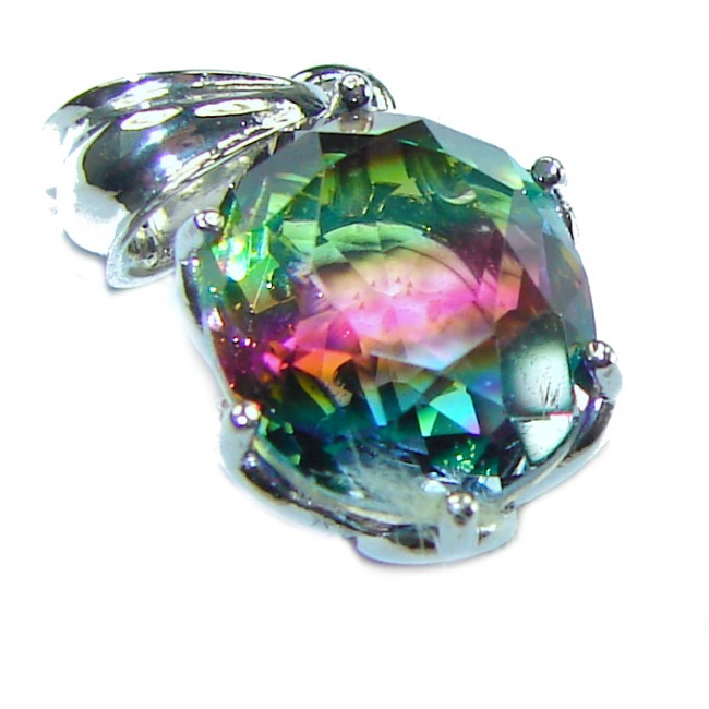 6.8 carat oval cut Brazilian Tourmaline .925 Sterling Silver Perfectly handcrafted pendant