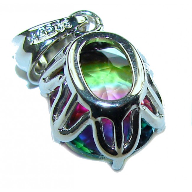 6.8 carat oval cut Brazilian Tourmaline .925 Sterling Silver Perfectly handcrafted pendant