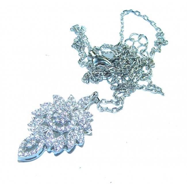 White Snake genuine 8.1 carat White Sapphire .925 Sterling Silver handmade necklace