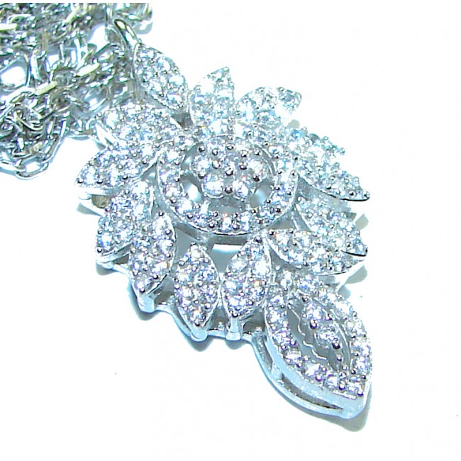 White Snake genuine 8.1 carat White Sapphire .925 Sterling Silver handmade necklace