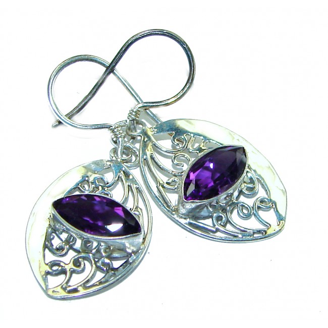 4.8 carat Amethyst .925 Sterling Silver Handcrafted earrings