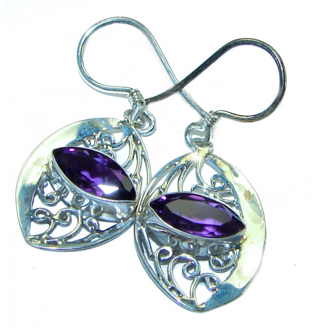 4.8 carat Amethyst .925 Sterling Silver Handcrafted earrings