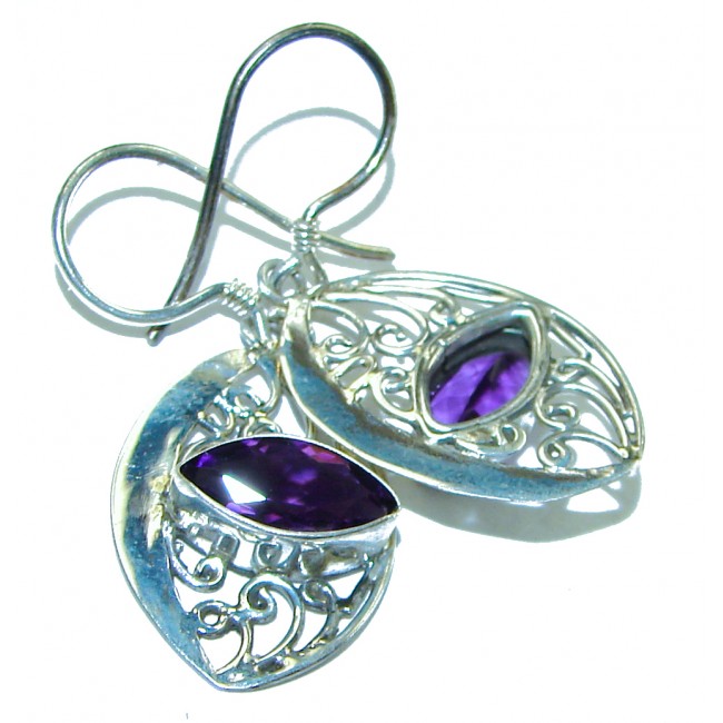 4.8 carat Amethyst .925 Sterling Silver Handcrafted earrings