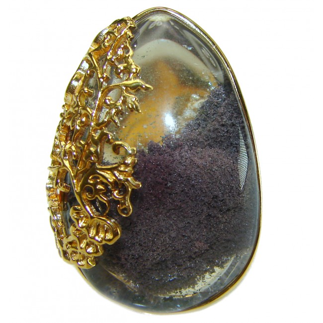 Huge Magic genuine Phantom Quartz 18K Gold over .925 Sterling Silver handmade Cocktail Ring s. 7 - photo 4