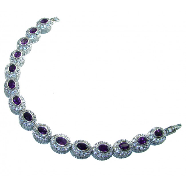 Purple Treasure 49.9 carat Authentic Amethyst .925 Sterling Silver handcrafted Bracelet - photo 3