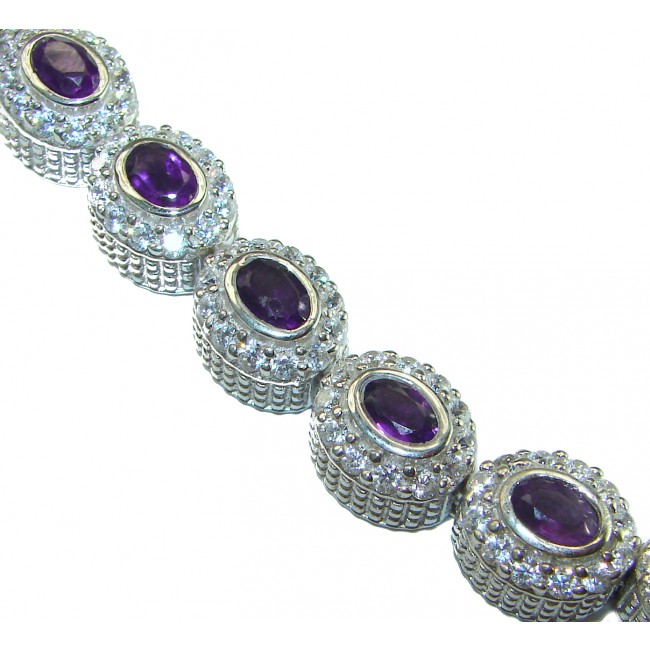Purple Treasure 49.9 carat Authentic Amethyst .925 Sterling Silver handcrafted Bracelet - photo 1