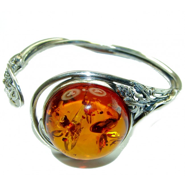 Vintage Design Genuine AAAAA QUALITY Baltic Amber .925 Sterling Silver handamde Bracelet / Cuff