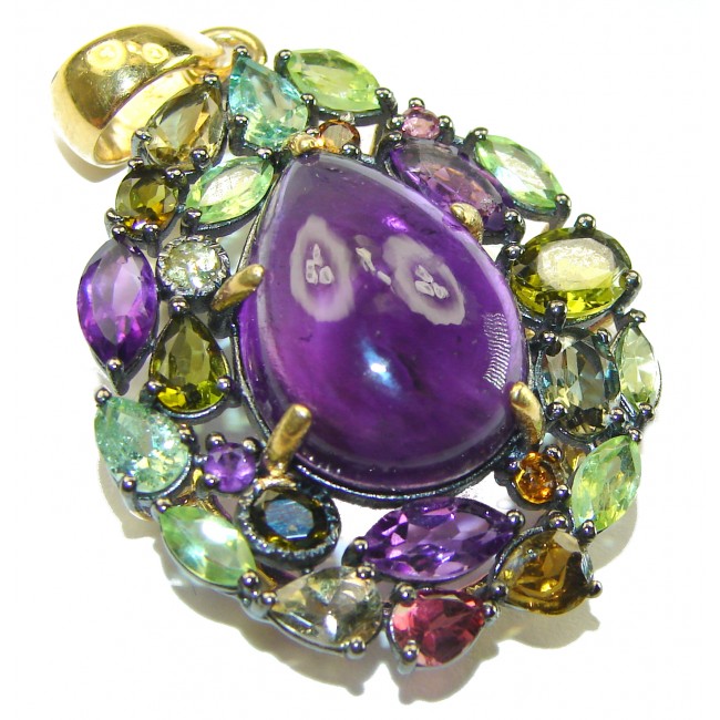 Abundance of Blessings 14.8 carat authentic Amethyst 14K Gold over .925 Sterling Silver handcrafted Pendant