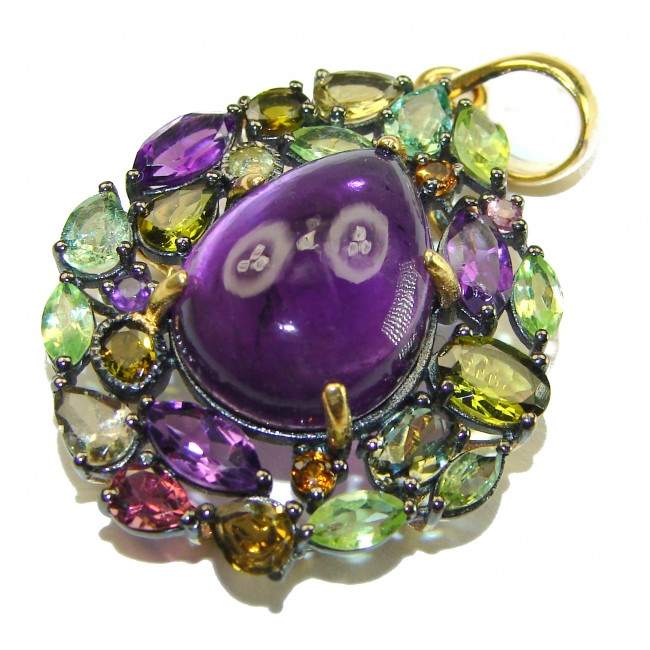 Abundance of Blessings 14.8 carat authentic Amethyst 14K Gold over .925 Sterling Silver handcrafted Pendant