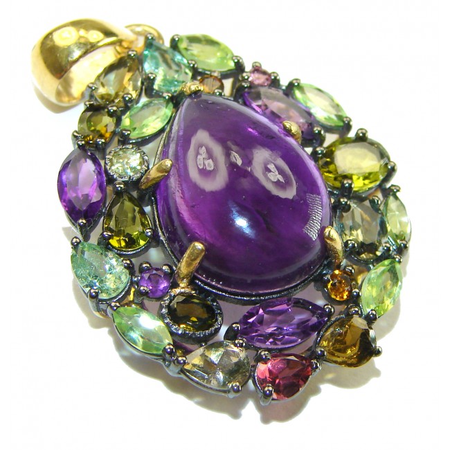 Abundance of Blessings 14.8 carat authentic Amethyst 14K Gold over .925 Sterling Silver handcrafted Pendant