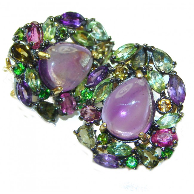 Abundance of Blessings 11.8 carat authentic Amethyst 14K Gold over .925 Sterling Silver handcrafted earrings