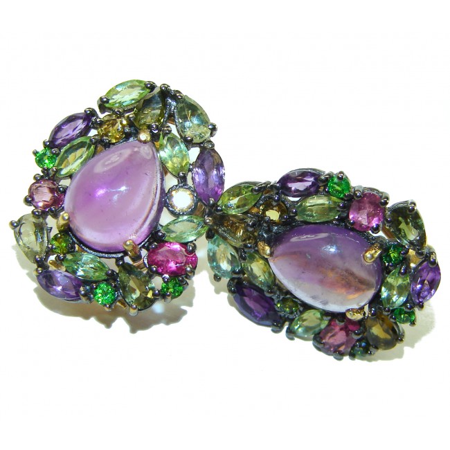 Abundance of Blessings 11.8 carat authentic Amethyst 14K Gold over .925 Sterling Silver handcrafted earrings